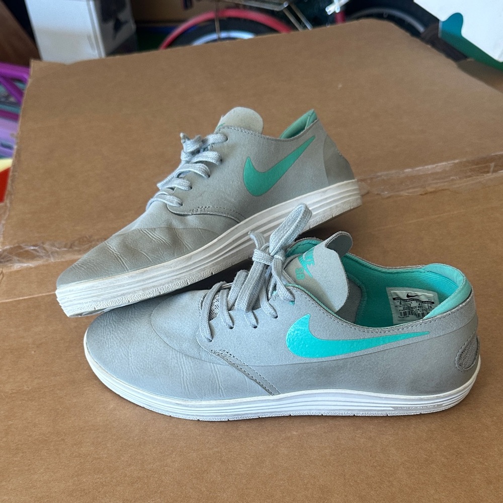 Nike SB Men's Sneakers in Gray and Teal lunar one shot